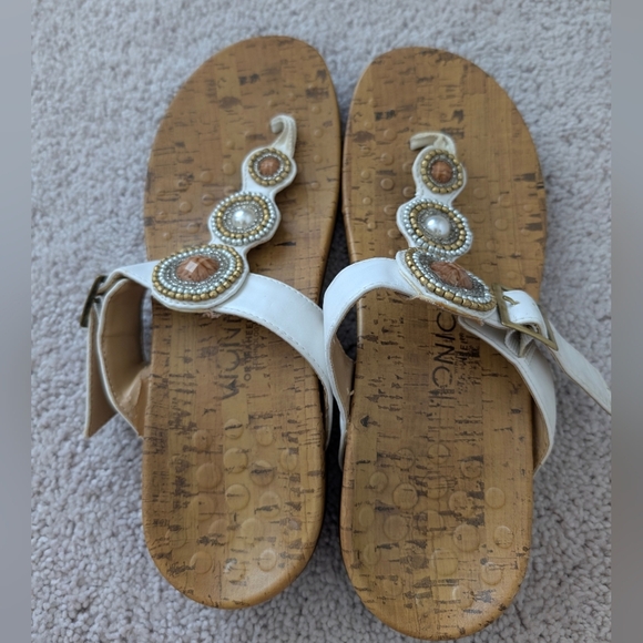 Vionic Adelie White Beaded Thong Comfort Orthotic Sandals Flip Flop Slides Sz 9 - Picture 4 of 10